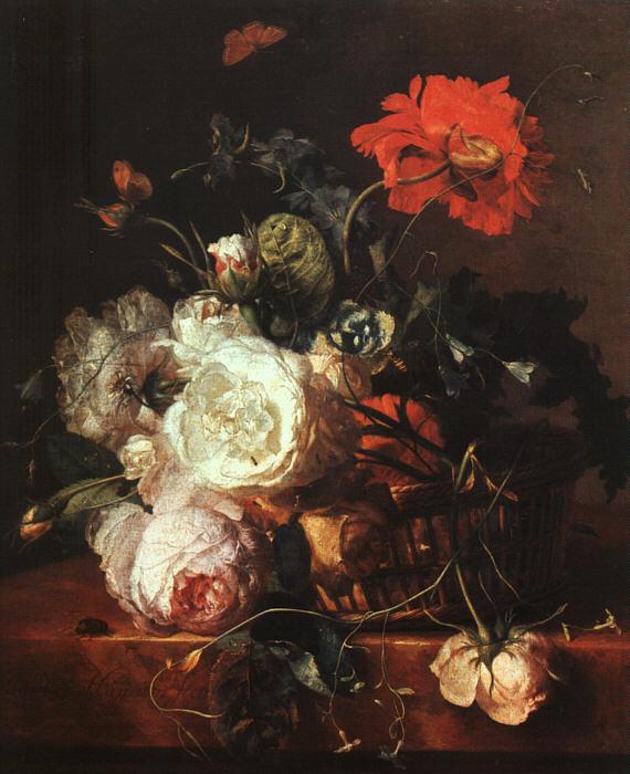 HUYSUM, Jan van Basket of Flowers sf France oil painting art